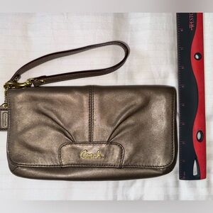Coach Dark Gold Metallic Leather Clutch Timeless Design
